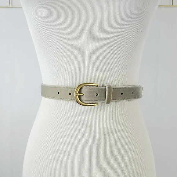 J. Crew Sage Green Gray Velvet Belt - Picture 2 of 10